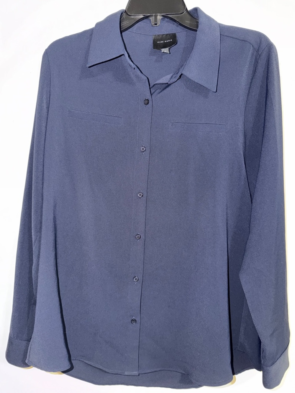 Alex Marie Navy Blue Button-Front Blouse
